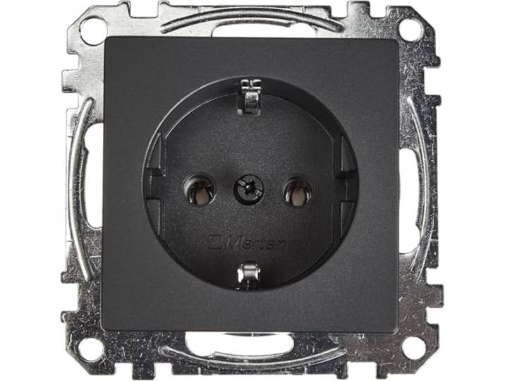 Merten - Schuko-stopcontact, steekklemmen, systeem M, MEG2301-0414, antraciet