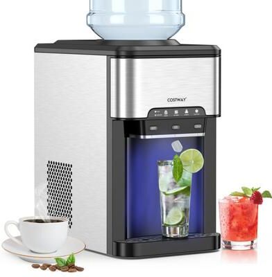Costway Ice Maker with Built-in Water Cooler Dispenser and 3 Temperature Settings