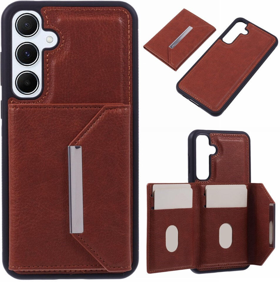 Samsung Galaxy S25 - EIDERWOOD 2-i-1 Vegansk Læder Cover m. Kortholder & Ståfunktion - Brun