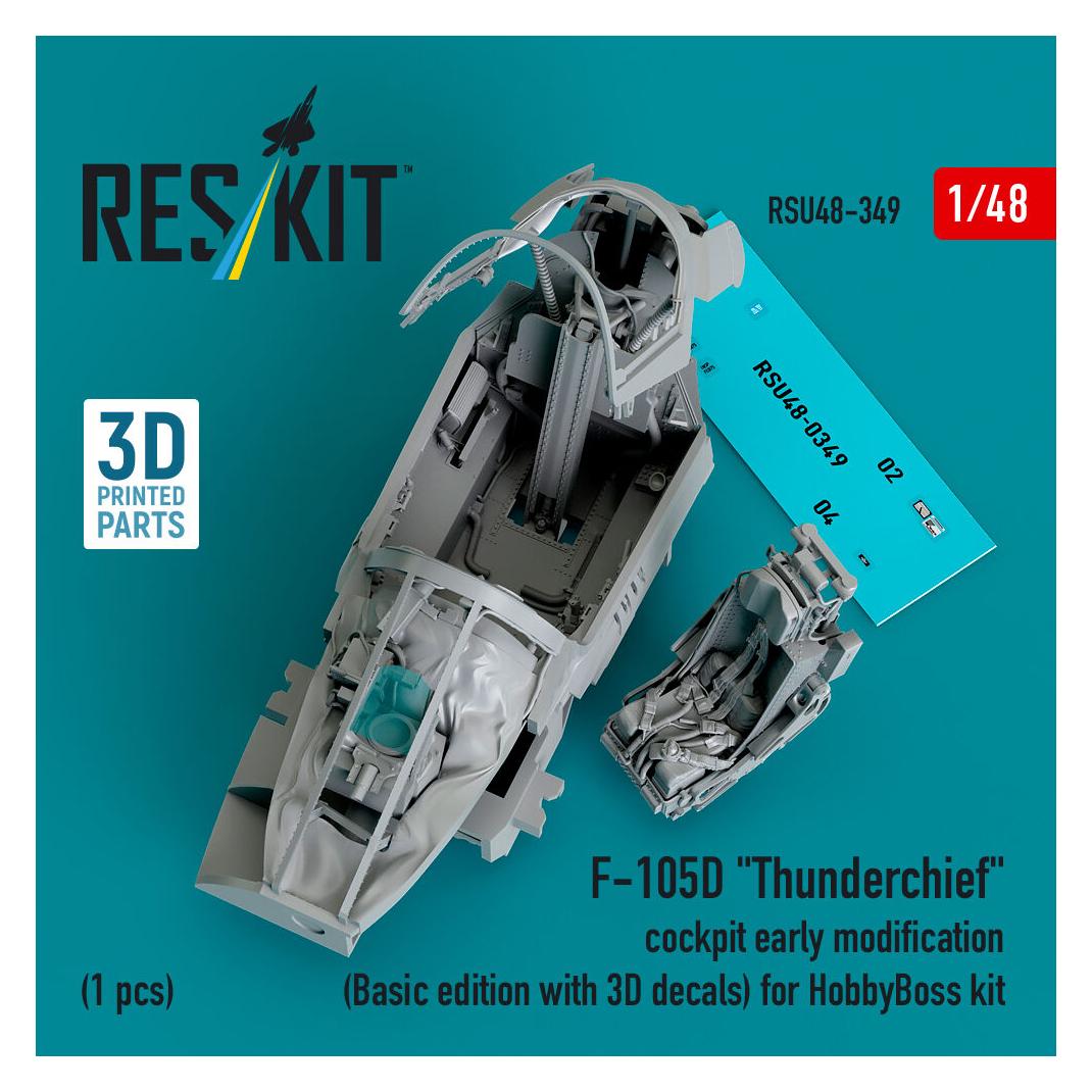 ResKit F-105D Thunderchief cockpit early modification (Basic edition with 3D decals) for HobbyBoss kit (3D (RSU48-0349)