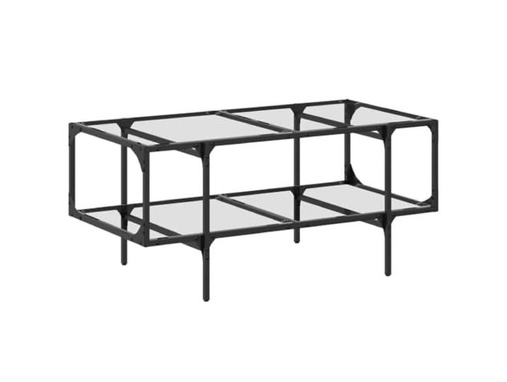 KUTYWEXFM Couchtisch mit Glasplatte 98,5x50x45cm Modern Sofatisch Stahl Stilvoller Beistelltisch aus Holzwerkstoff und Edelstahl für Wohnzimmer und Büro. Pflegeleichte Oberfläche für Snacks.