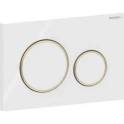Geberit Sigma20 BetPl., rund, 2-Mengen-Sp. weiß glänzend / goldfarben glänzend