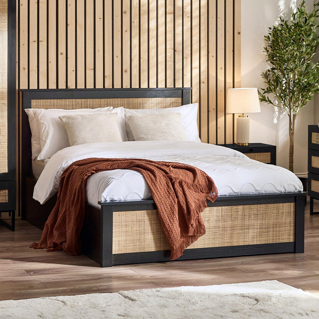 August Grove Gennaro Ottoman Bed Black UK Double (150.5 x 206 cm)