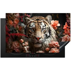 HERDABDECKPLATTE Tiger - Tier - Natur - Floral - Botanisch Induktionsmatte 83x51 cm