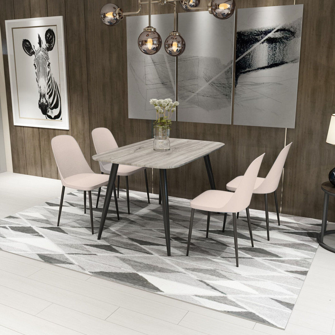 Core Products Aspen 5-Piece Casual Dining Set - Rectangular Table & 4 Plastic Duo Chairs Tan 4