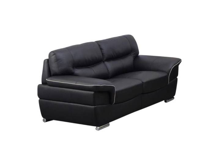 Canapé 2 places en cuir - VENTE-UNIQUE - THIBAULT - Noir - Design contemporain