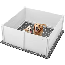 VEVOR Wurfkiste für Hunde, 1520x1520x610 mm, Welpenlaufstall aus Kunststoff-PVC mit höhenverstellbarer Tür & waschbarer Pipi-Unterlage, Welpenkiste für extra große Hunde, milchweiß