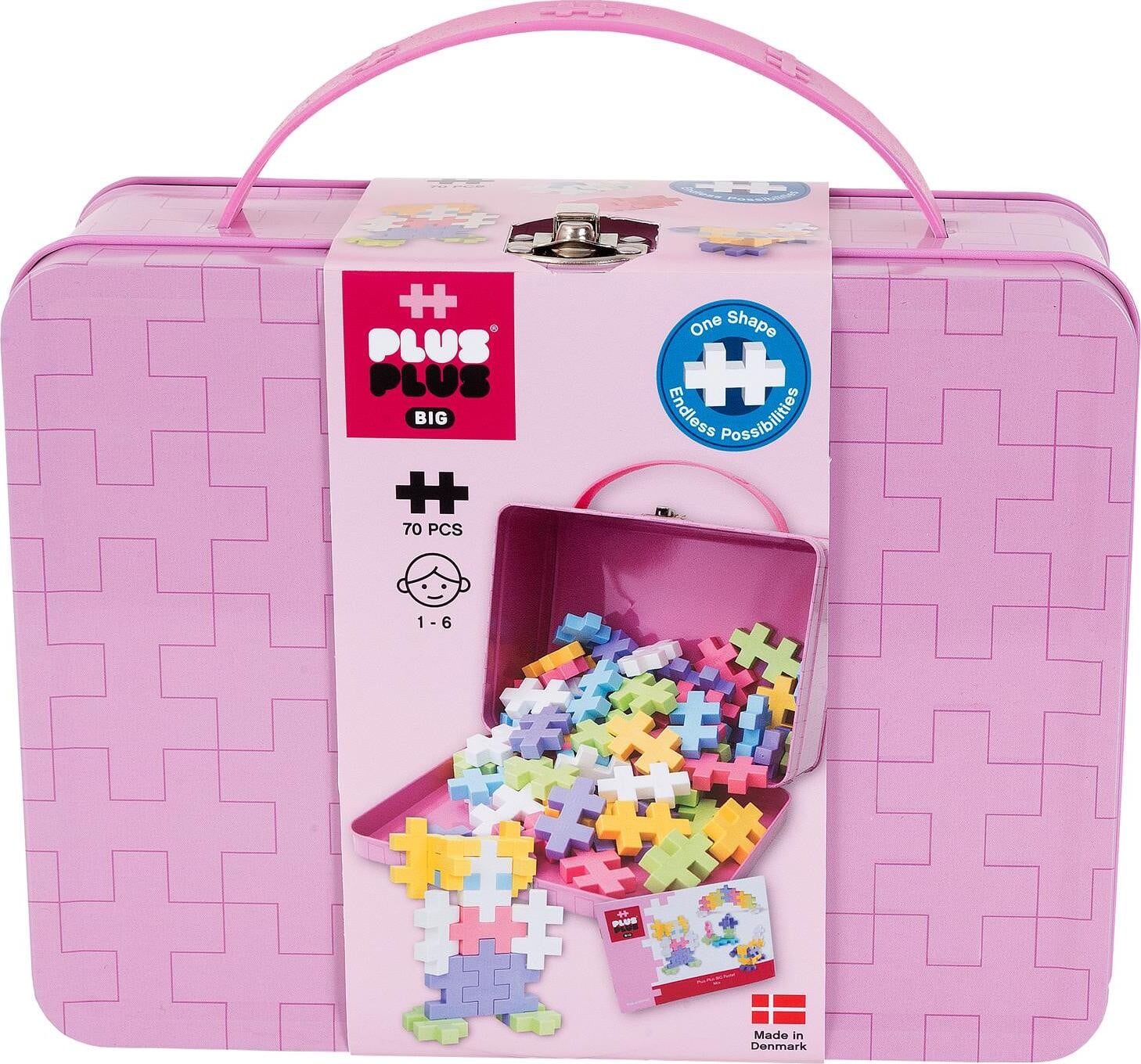 Kontiki Klocki Plus Plus Big Pastel met metalen koffer, 70 stuks
