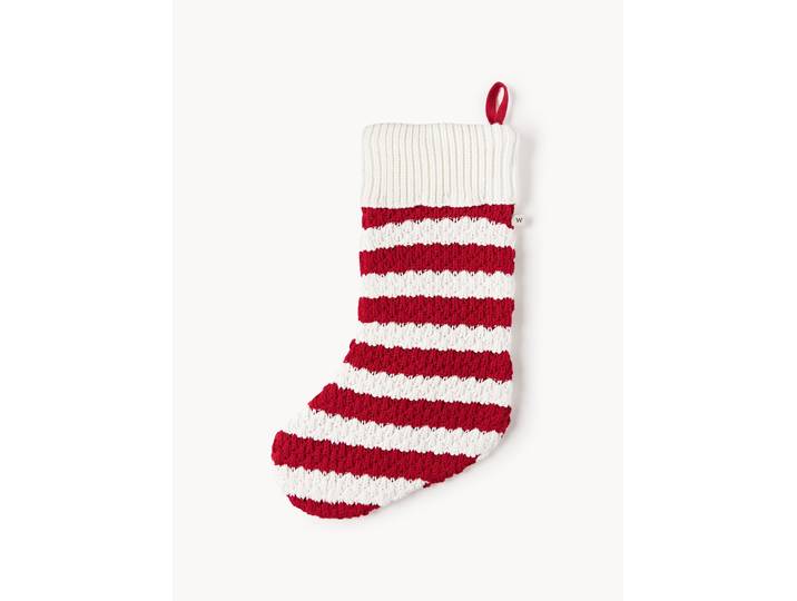 Chaussette de Noël en tricot de coton à rayures Lynda