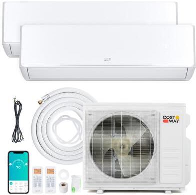 Costway X-Pro 18000 BTU 2 Zone 24 SEER2 Mini Split AC with Heat Pump-12K + 12K