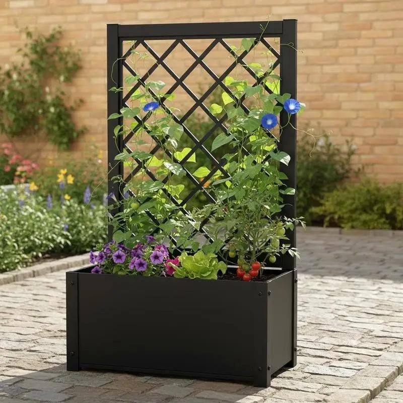 Verhoogd plantenbed met pergola voor planten en groenten