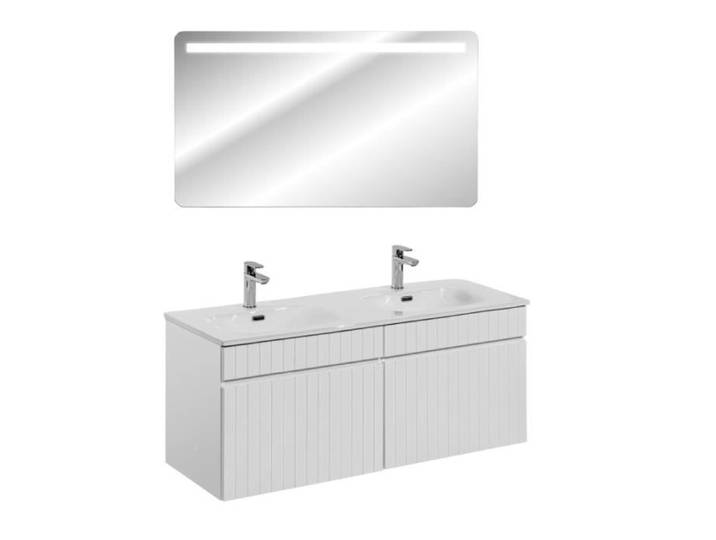 Ensemble meubles double vasques à encastrer avec miroir - 120 cm - Emblematic White