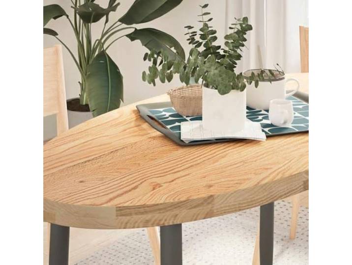 LPERTGFHU Tischplatte 120x60x4 cm Eiche Massivholz Oval Braun Robustes Massivholz, Vielseitig einsetzbar, Pflegeleicht, Einzigartige Maserung