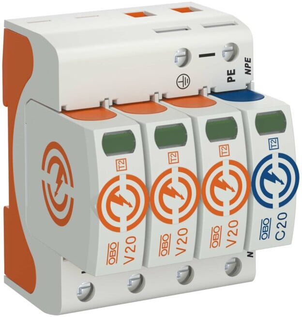 OBO Bettermann Contrôleur de surtension Vertr SurgeController V20 tripolaire avec NPE V20-3+NPE-280 (5095253)