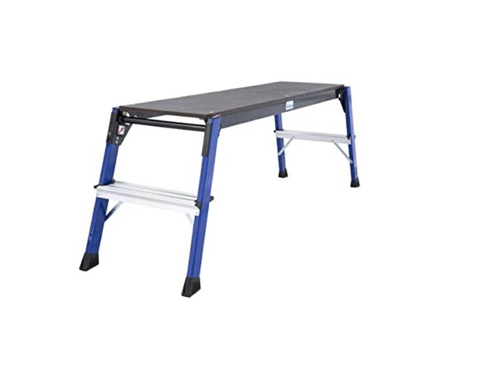 Krause 130099 Arbeitsplattform Alu-Holme, Arbeitshöhe 470 mm, Phenol-Siebdruck-Platte 1090x300 mm, Tragkraft 150 kg