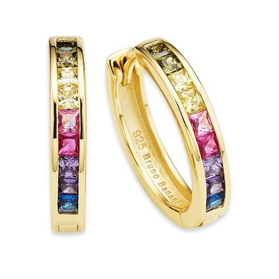 Paar Creolen BRUNO BANANI "Schmuck Geschenk Silber 925 Ohrschmuck Ohrringe Regenbogen", gold (gelbgoldfarben, mehrfarbig, mehrfarbig), Ohrringe, Damen, 18,1mm, Silber 925 (Sterlingsilber), mit Zirkonia (synth.)