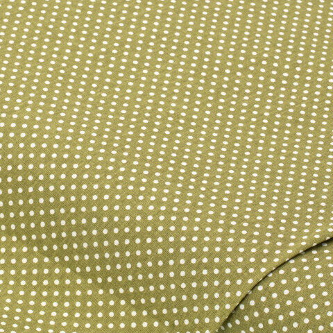 Baumwollstoff Tüpfchen "Mona", olive/weiß