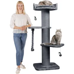 Premium Kratzbaum Grosse Katzen Stabil 'Freddy' – 150 cm Großer Katzenbaum   Grau