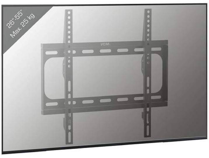 VCM TV Wandhalterung Schwarz 45x42x3 cm bis 25 kg VESA Wasserwaage Stahl