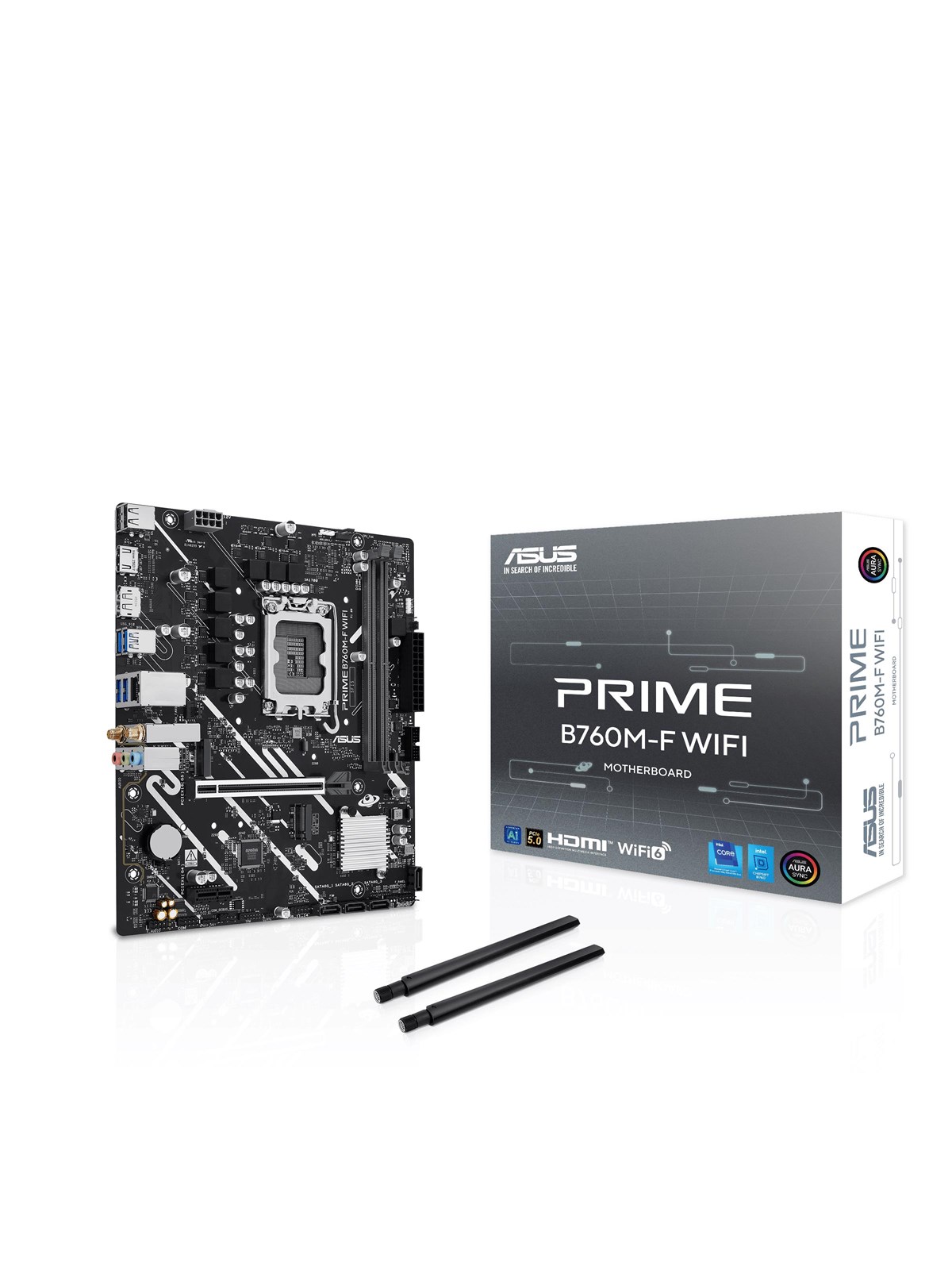 ASUS PRIME B760M-F WIFI Mainboard - Intel B760 - Intel LGA1700 - DDR5 RAM - Micro-ATX