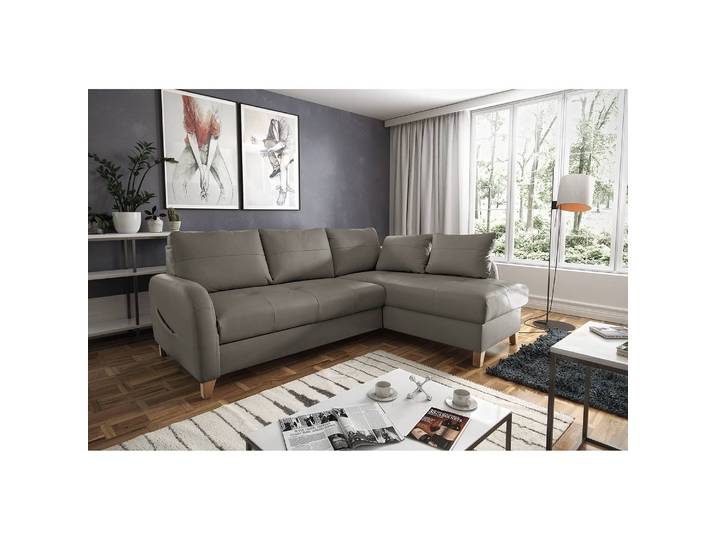 home24 Hoekbank Monserrat bruin/modderbruin Body: kunstleer Zitoppervlak echt leer 227 x 82 x 170cm chaise longue vooraanzicht rechts geen functie
