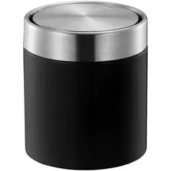 Tischabfalleimer EKO Fandy matt Schwarz 1,5 L praktischer Flachschwingdeckel, schön geformter Behälter