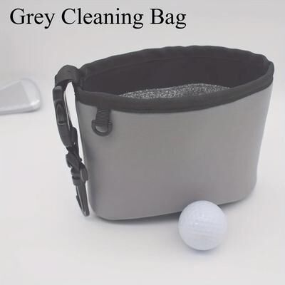 Inspired Living Golf Club Cleaning Pouch With Golf Ball Organizer Pocket And Wear Resistant Golf Bag Accessory gray