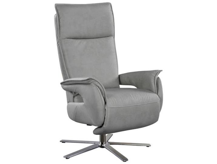 Livetastic Fernsehsessel, Hellgrau, Metall, Echtleder, Nappaleder, 77x116x80 cm, Made in EU, Relaxfunktion, Wohnzimmer, Sessel, Fernsehsessel