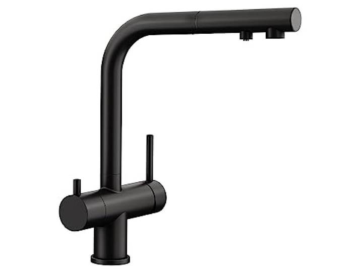 BLANCO FONTAS-S II Filtre Robinet de cuisine en noir mat Haute pression Avec tuyau extractible Clapet anti-retour Économie d'eau Filtre supplémentaire nécessaire 16\,6 x 26\,4 x 30\,6 cm