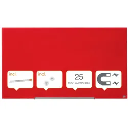 Nobo Glastafel Diamond 1264x711mm rot magnetisch, abnehmbare Stiftablage