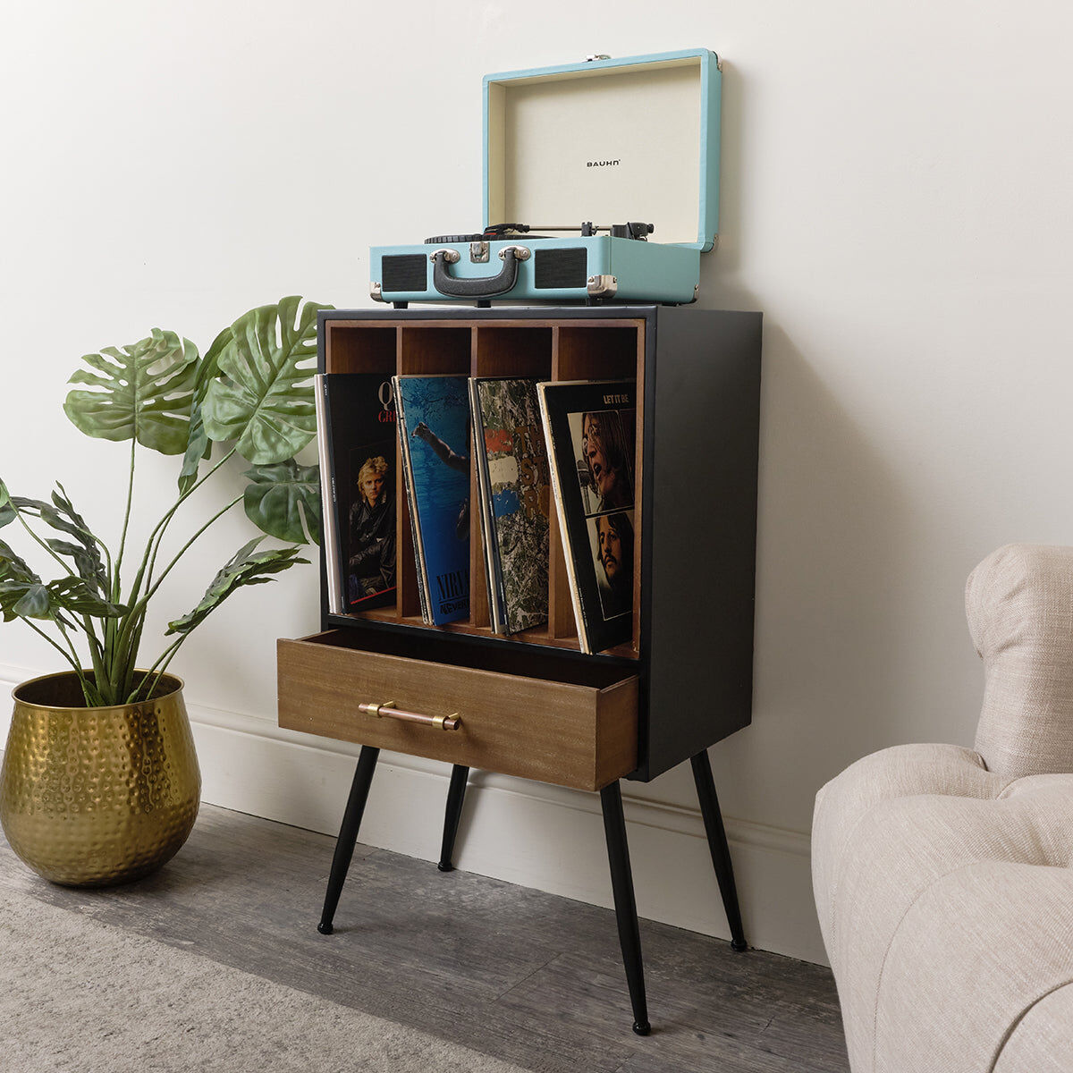 Mid-Century Modern Vinyl Record Storage Cabinet Material: Furniture/Furniture Ranges/Industrial Range