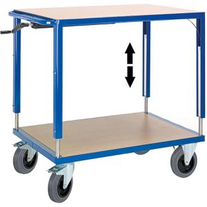 Rollcart Tischwagen 06-7557, höhenverstellbar, mit 2 Etagen, Tragkraft 600kg, 1090 x 700mm