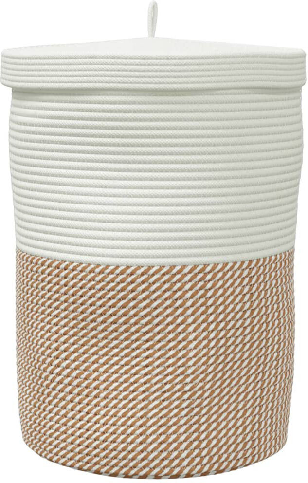 House of Hampton Fabric Decorative Basket White;Brown