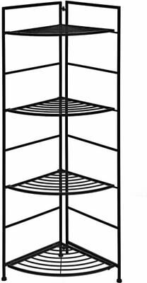 Costway 4 Tier Folding Metal Shelf Plant Stand Storage Open Shelf Corner Display Rack