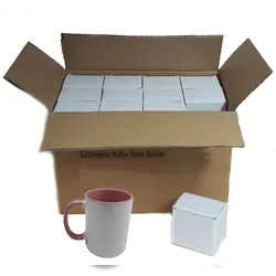 Airbrush-City 36 Stück Fototasse Sublimation Kaffee Tassen Becher WEISS - Griff Pink