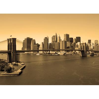 Fototapete PAPERMOON "Brooklyn Bridge in Sepia", bunt, B:4m L:2,6m, Vlies, Tapeten