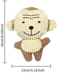 Inspire Select Corduroy Plush Dog Squeaky Toy Bite Resistant Animal Chew Toy For Teeth Cleaning, Training & Interactive Play brown Monkey