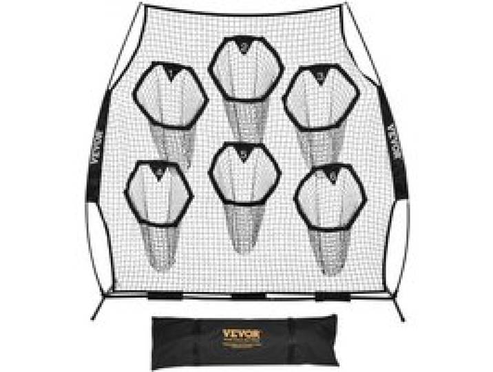 VEVOR Filet d'entraînement pour football 274 x 243 cm, filet de lancer de rugby avec 6 poches pour cibles, sans nœuds, sangles et étui de transport inclus, pour améliorer la précision de lancer, noir