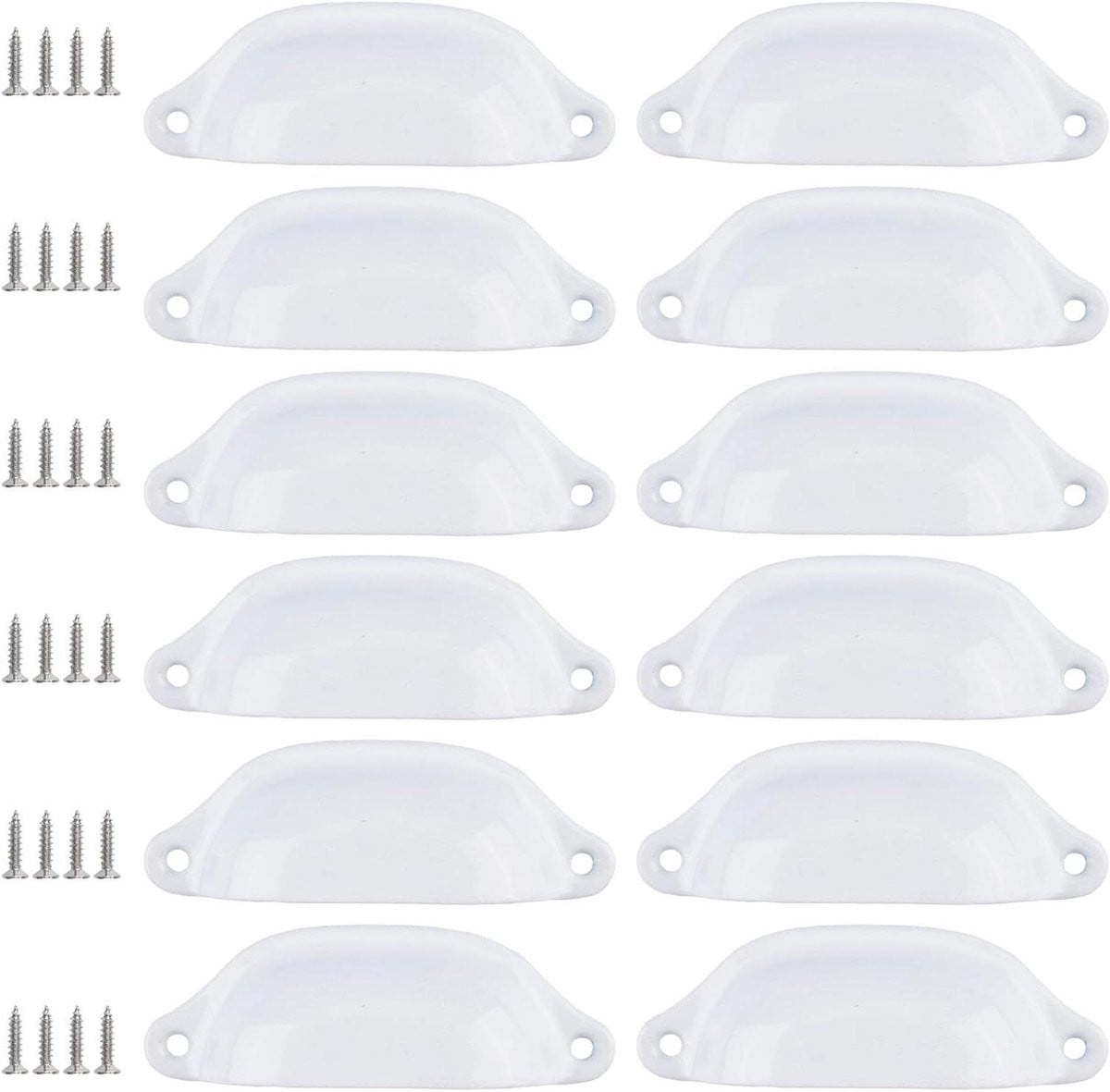 Set van 12 witte schelpvormige kastgrepen van duurzaam ijzer voor het vernieuwen van meubels