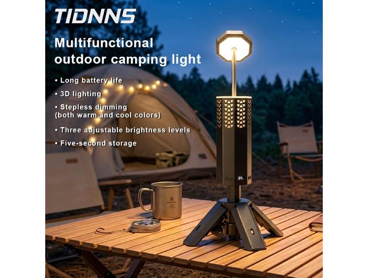 Lampe de camping télescopique rechargeable 20000 mAh, lanterne de pêche extérieure, lumière d'ambiance nocturne à intensité variable, lumière d'urgence