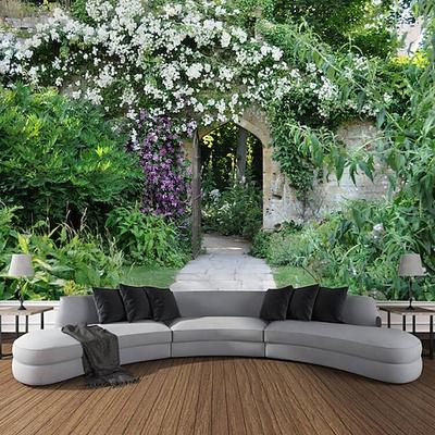 Gartenarchitektur Blumen hängende Wandteppich Wandkunst große Wandteppich Wanddekor Fotografie Hintergrund Decke Vorhang Zuhause Schlafzimmer Wohnzimmer Dekoration Wandtuch XXL Natur