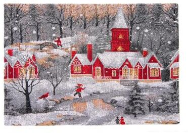 IH Casa Decor Tapestry Placemat Winter Church 13 X 18- Set of 12