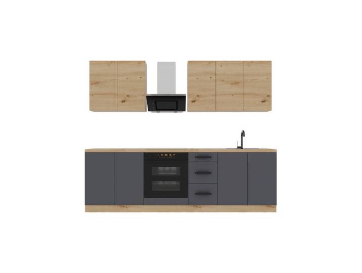ROYAL24_MARKT Küchenzeile K97-G260 - Nexa - Smart geplant für maximalen Nutzen, (Komplett Set), Zeitlos - Exklusiv - Top Qualität.