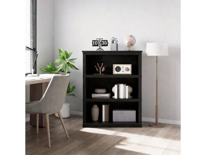 Etagère campagne 3 niveaux basse bois noir rangement salon bureau à domicile chambre