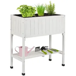 relaxdays Hochbeet aus Tannenholz weiß weiß