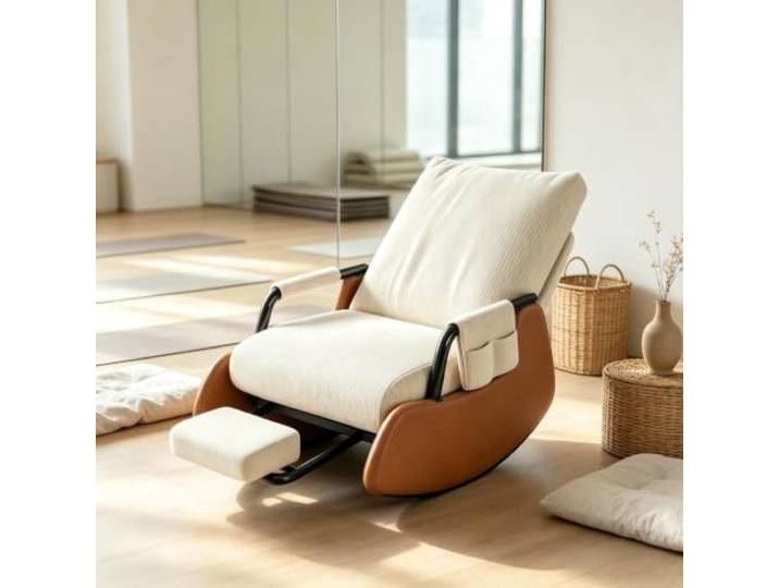 kumamart Schaukelstuhl mit Mehreren Winkeln und Fußstütze Schaukelstuhl mit Fußstütze, verstellbarer ergonomischer Sitz for Schlafzimmer und Balkon