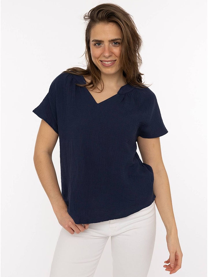 Zwillingsherz Musselin-Bluse in Dunkelblau - onesize