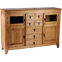 Mexico Highboard - Marmor Glas, Massivholz Pinie  Mexiko Möbel Mexikanisch