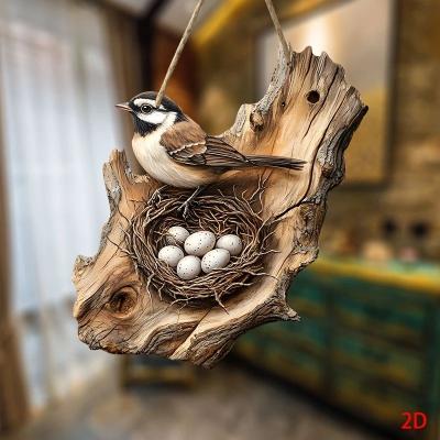 Inspire Select Vintage Bird Wooden Wall Sign Farmhouse Garden Decor Plaque For Porch & Home 4 8 In