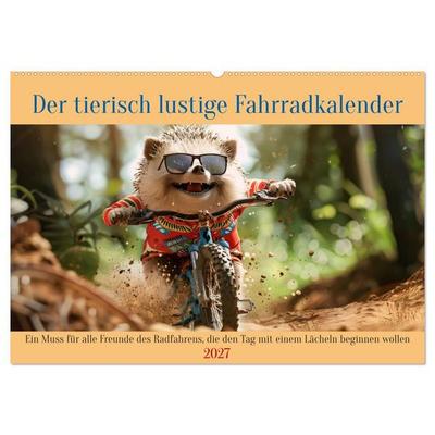 Der tierisch lustige Fahrradkalender (Wandkalender 2027 DIN A2 quer), CALVENDO Monatskalender